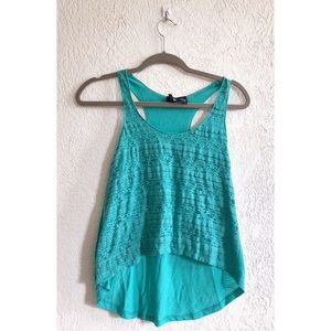 Teal High Low Crop Top Tank